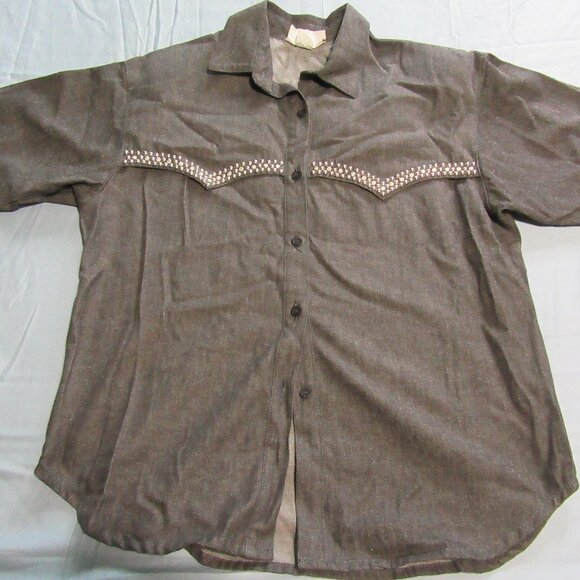 Womens Vtg Spencer Creations Western Silver Studded Button Down Shirt Sz L - Picture 1 of 6